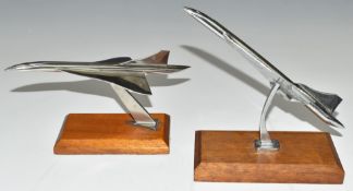 Two desk top Concorde models, by repute given to vendor's father by a BAC employee, height 15cm