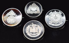 Four hallmarked silver and tortoiseshell sweetheart brooches for the Dorsetshire Regiment, Royal