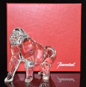Baccarat glass sculpture Gorilla, 17cm long, 2102735, in original box.