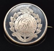 Royal Engineers 9ct rose gold and tortoiseshell sweetheart brooch, 3.5g