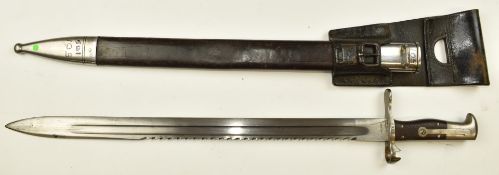 Swiss 1878 Vetterli sawback bayonet stamped 1446 to crossguard and STG Neuhause to ricasso, with