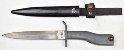 German WW1 Ersatz Demag bayonet with 15cm double sided blade, scabbard and frog. .PLEASE NOTE ALL