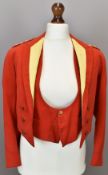 British Army Gloucestershire Regiment officer's scarlet mess jacket with yellow lapels, rank