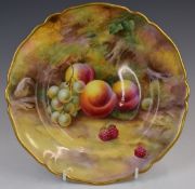 Royal Worcester painted fruit cabinet plate signed H H Price for Horace Price, diameter 22.5cm