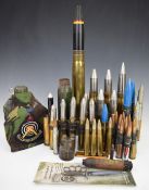 Approximately thirty inert brass shells, most with projectile / bullets, including 40mm complete