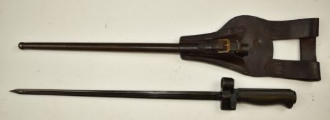 French 1886 / 93 / 16 pattern Lebel bayonet with 33cm cruciform blade, scabbard and frog. PLEASE