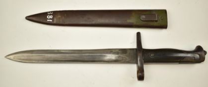 Italian 1870 pattern Vetterli bayonet stamped Torino to ricasso, with 23.5cm fullered blade and
