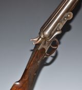 Belgian .410 side by side folding poacher's shotgun with chequered grip and forend, double trigger