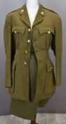 British Army officer's service dress jacket and two pairs of trousers, with rank insignia to
