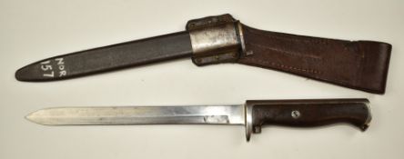 Norwegian 1894 pattern Krag Jorgensen knife style bayonet marked 2511 to crossguard, with 21.5cm