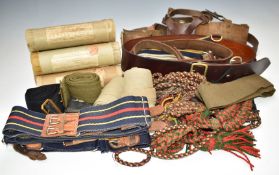 British Army Gloucestershire Regiment various belts including stable and Sam Brown, together with