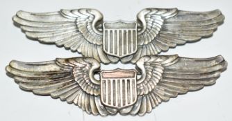 Two pairs of c1940 U.S Army Air Force Air Wings, marked to back Gemsco N.Y, 7.5cm