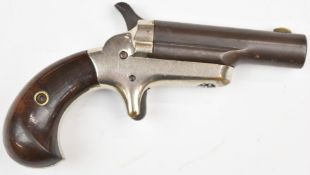 Colt Derringer No.3 .41 rim-fire hammer action pocket pistol with nickel plated frame, sheath