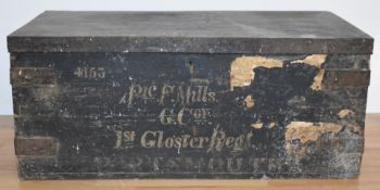 Victorian British Army Gloucestershire Regiment campaign chest/storage box attributed to 4153 Pte