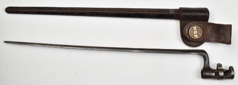 American 1873 pattern socket bayonet with 43cm blade, scabbard and belt loop with NGP to button.