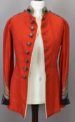 British Army officer's scarlet tunic for the Royal North Gloucestershire Militia, with blue