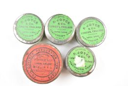 Five tins of F Joyce & Co percussion caps including F3 Quality.