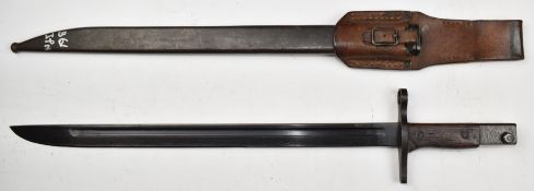 Japanese Ariska type 30 bayonet with some good stamps to ricasso, a 40cm fullered blade, scabbard