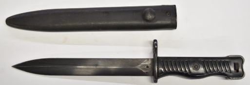 Yugoslavian 1956 pattern bayonet stamped 5422 to ricasso, with 17.5cm blade and scabbard. PLEASE