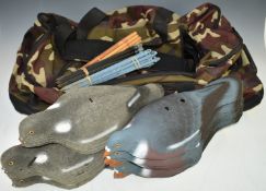 Twenty two pigeon decoys with ground stakes, in TA2 tactical carry or travel bag.