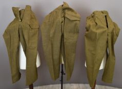 Three pairs of British Army WW2 era and later battle dress trousers Consigned by the Soldiers of