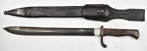 German 98/05 pattern bayonet with wooden grips, no flashguard, part muzzle ring, PD Luneschlos