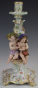 Meissen figural candlestick / centrepiece with applied flower decoration, impressed 147 and with