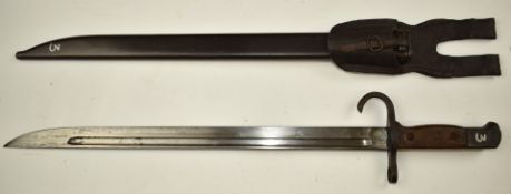 Japanese Arisaka type 30 bayonet stamped 3968115 to pommel, with 40cm fullered blade, with