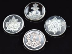 Four hallmarked silver and tortoiseshell sweetheart brooches for the Royal Army Medical Corps,