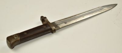 Austrian 1886 pattern Mannlicher bayonet stamped CE over WG to ricasso with 24.5cm fullered blade,