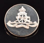 Royal Artillery 9ct rose gold and tortoiseshell sweetheart brooch, 3.1g