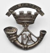 British Army Somerset Light Infantry officer's hallmarked silver cap badge