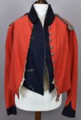 British Army South Gloucestershire militia officer's shell jacket with blue facings, 12 buttons to