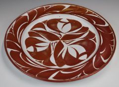 Alan Caiger Smith signed studio pottery charger with lustre glaze and additional AW initial to base,