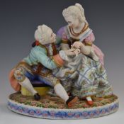 Jean Gille porcelain figure of a courting couple, height 21cm