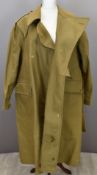 British Army Gloucestershire Regiment WW2 despatch rider's coat, ink stamped Frank Jackson & Co,