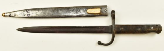 Turkish 1903 Mauser knife bayonet with downswept quillon, with 25cm fullered blade and scabbard.