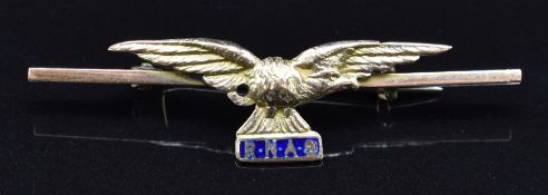 Royal Navy Air Services 9ct gold and enamel sweetheart brooch, 2.9g