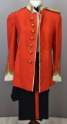 British Army Gloucestershire Regiment officer's full dress scarlet tunic with plain shoulder