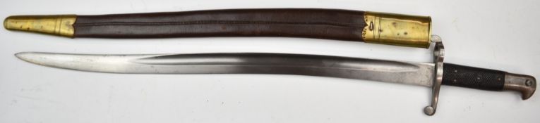 British 1856/58 pattern sword bayonet with some clear stamps to ricasso, a 58cm yataghan fullered