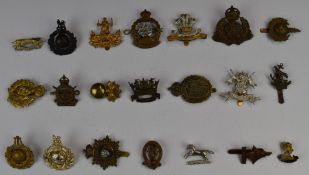 Nine British Army Yeomanry badges including West Somerset, 3rd County of London, Derbyshire,