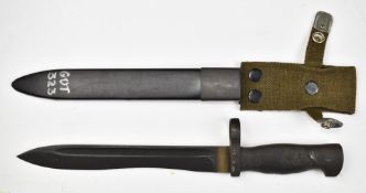 Guatemalan bayonet for the Spanish assault rifle, with 22cm blade, scabbard and frog. PLEASE NOTE