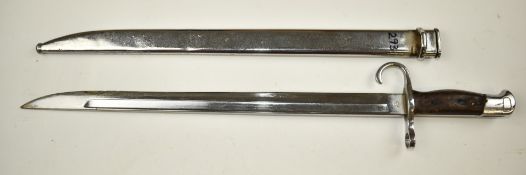 Japanese Arisaka type 30 bayonet stamped 187192 to pommel, with 39.5cm fullered chromed blade and