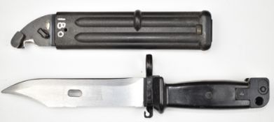 AKM 1972 bayonet with 15cm serrated blade and scabbard. PLEASE NOTE ALL BLADED ITEMS ARE SUBJECT