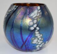 Siddy Langey iridescent Brideshead glass vase, signed and dated 2001 to the side, 10cm tall.