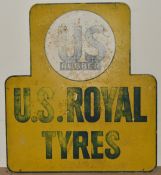 US Rubber vintage or classic US Royal tyres sign, printed on aluminium, 79 x 71cm