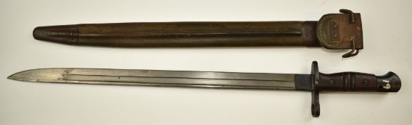 American 1917 pattern sword bayonet with cleaning hole, stamped US 1917 Remington to ricasso, with