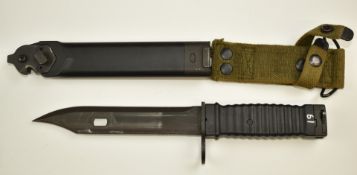 American M16 bayonet known as M9 with 18cm blade, scabbard and belt loop. PLEASE NOTE ALL BLADED