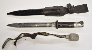 German K98 bayonet with SS decorated 25cm blade for the 6th Nord Division 43fze, 3990 to ricasso,