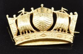 Royal Navy Division Howe Battalion 9ct gold sweetheart brooch, 4.2g